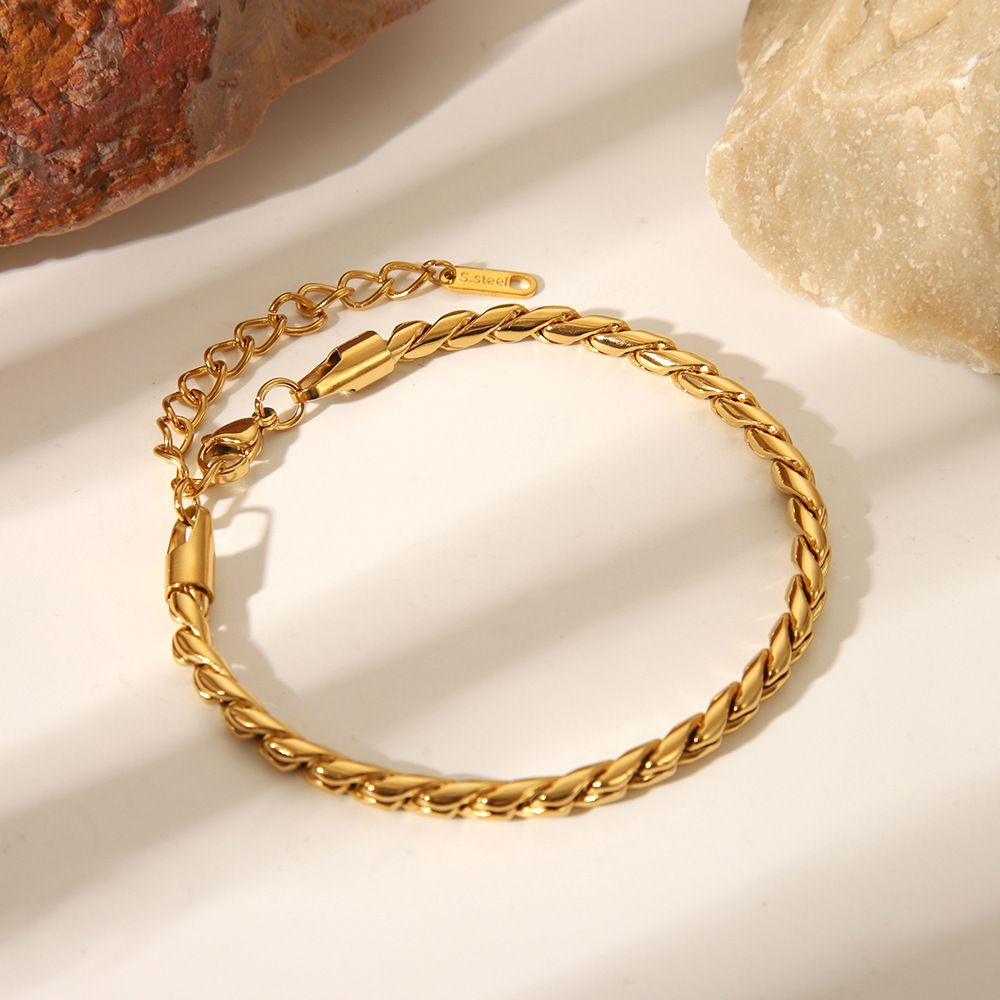 MYKI Gold-Plated Twisted Rope Chain Bracelet | Adjustable(MKBRAD788G-SSYI)