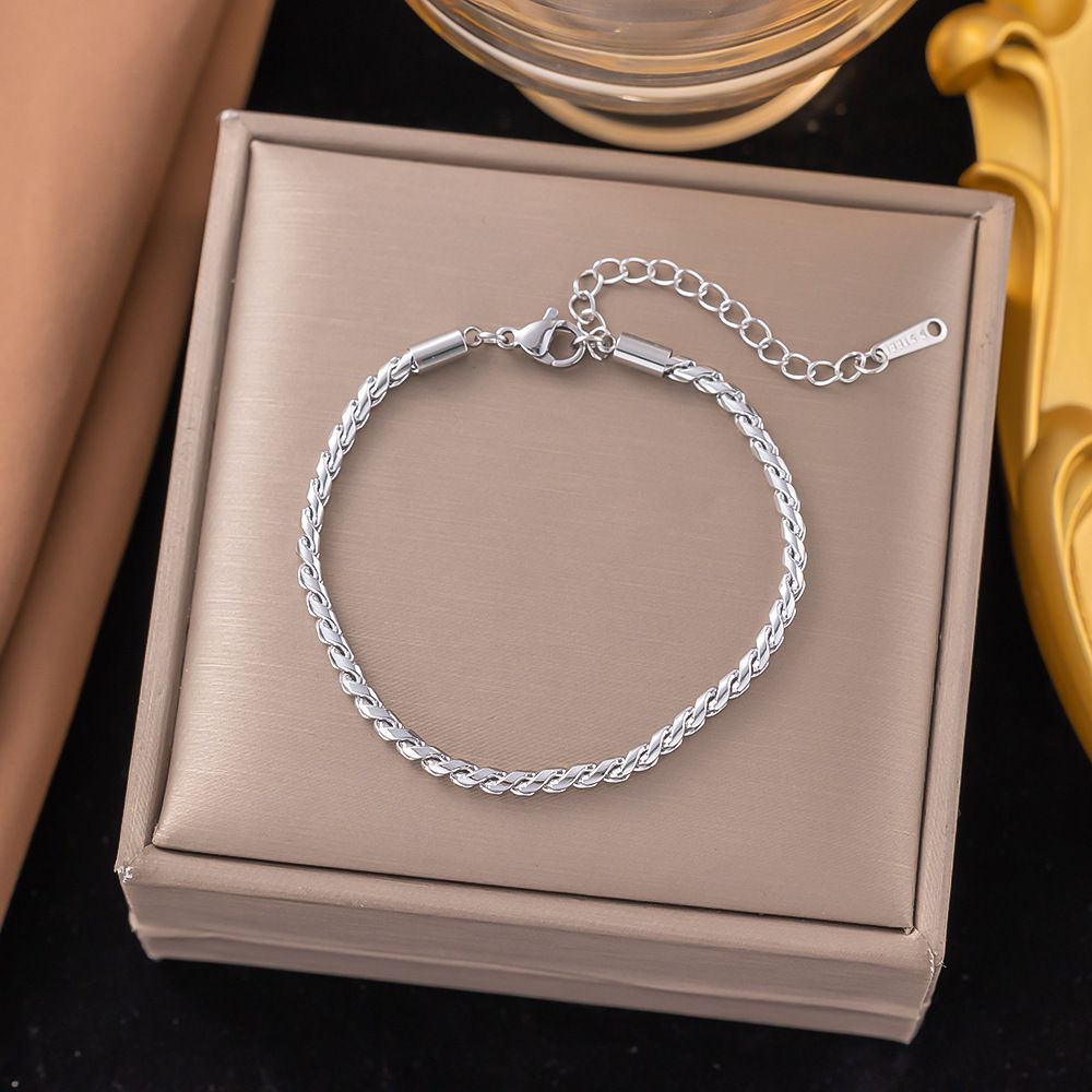 MYKI Silver Stainless Steel Rope Chain Bracelet | Anti-Tarnish(MKBRAD789S-SSYI)