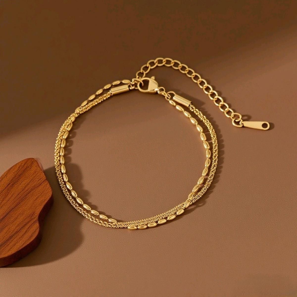 MYKI Dual Layer Textured Bracelet | Anti-Tarnish(MKBRAD791-SSYI)