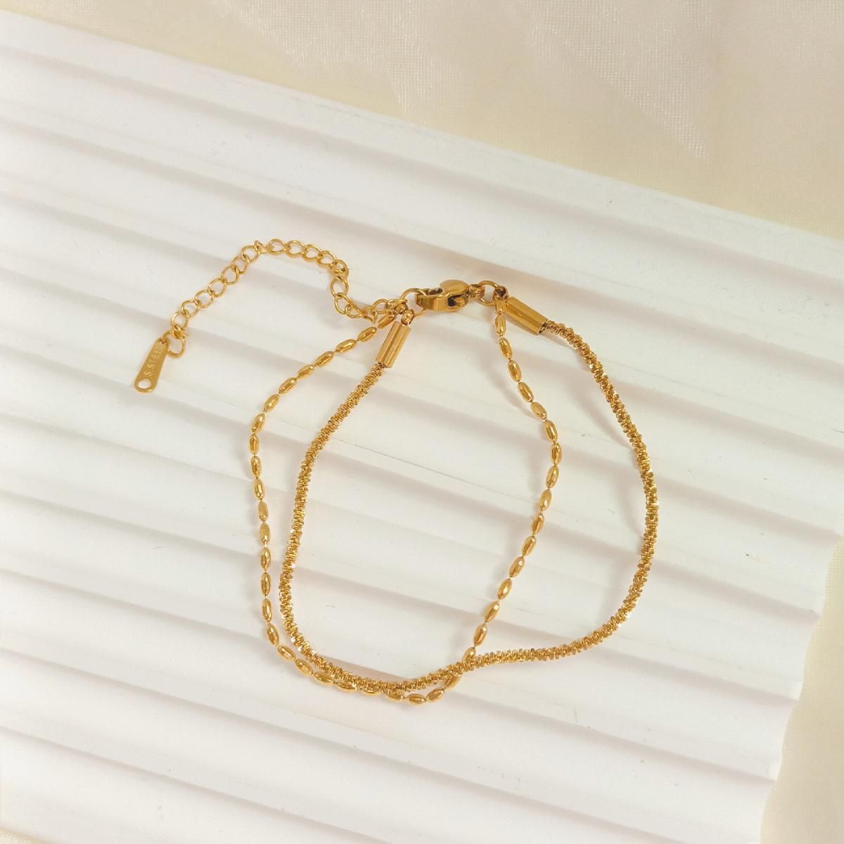 MYKI Dual Layer Textured Bracelet | Anti-Tarnish(MKBRAD791-SSYI)