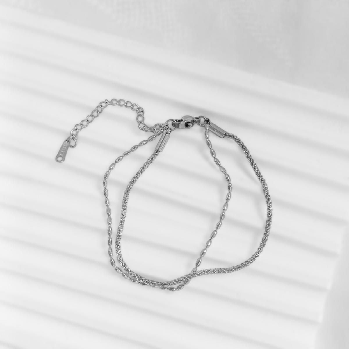 MYKI Dual Layer Textured Bracelet | Anti-Tarnish(MKBRAD791-SSYI)