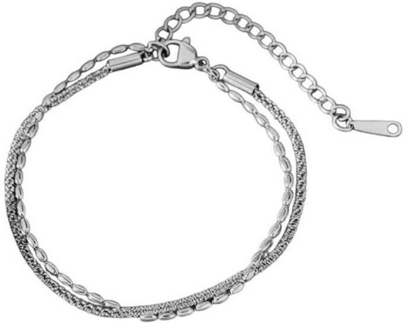 MYKI Dual Layer Textured Bracelet | Anti-Tarnish(MKBRAD791-SSYI)