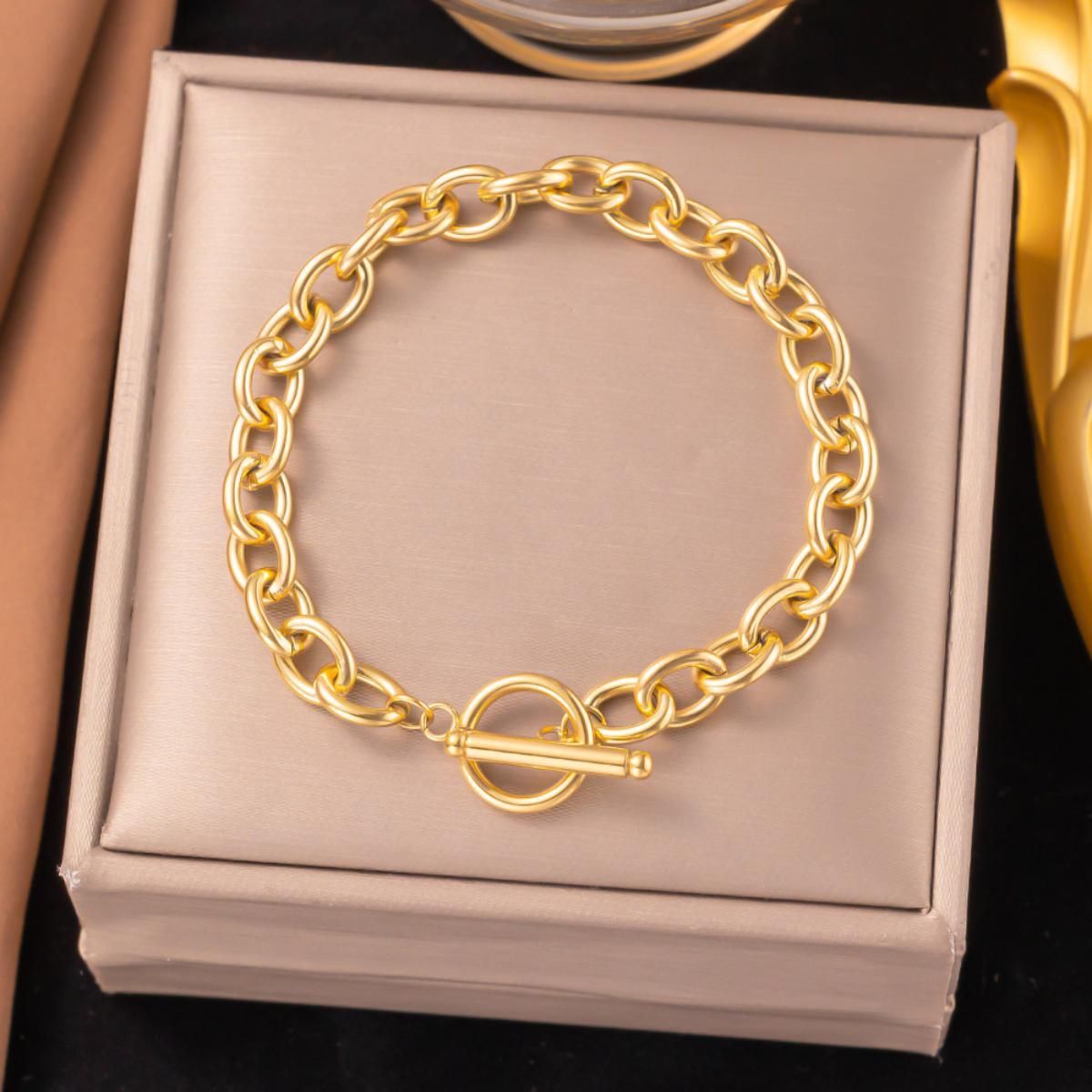 MYKI Gold Plated Toggle Chain Bracelet | Anti-Tarnish(MKBRAD792G-SSYI)