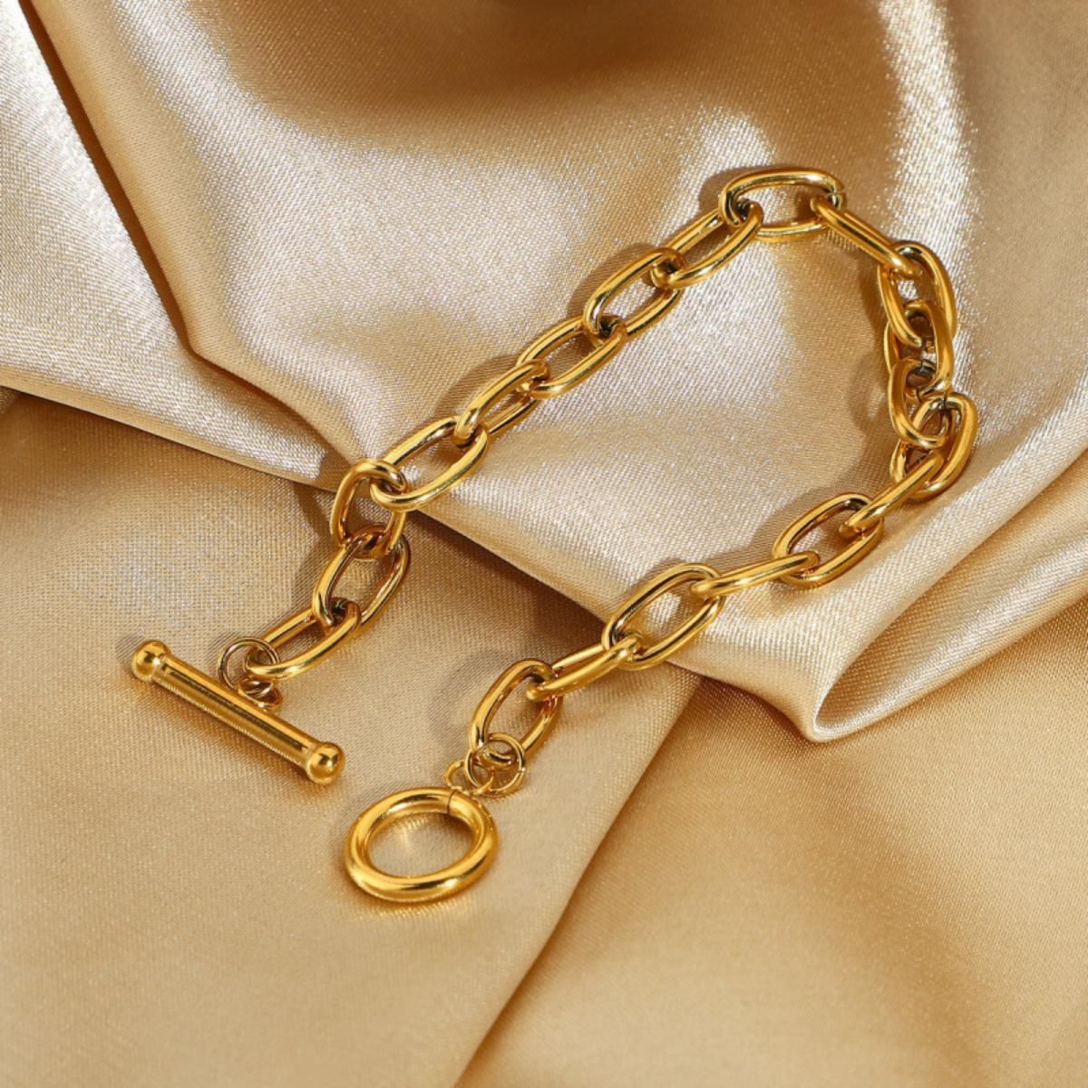 MYKI Gold Plated Toggle Chain Bracelet | Anti-Tarnish(MKBRAD792G-SSYI)