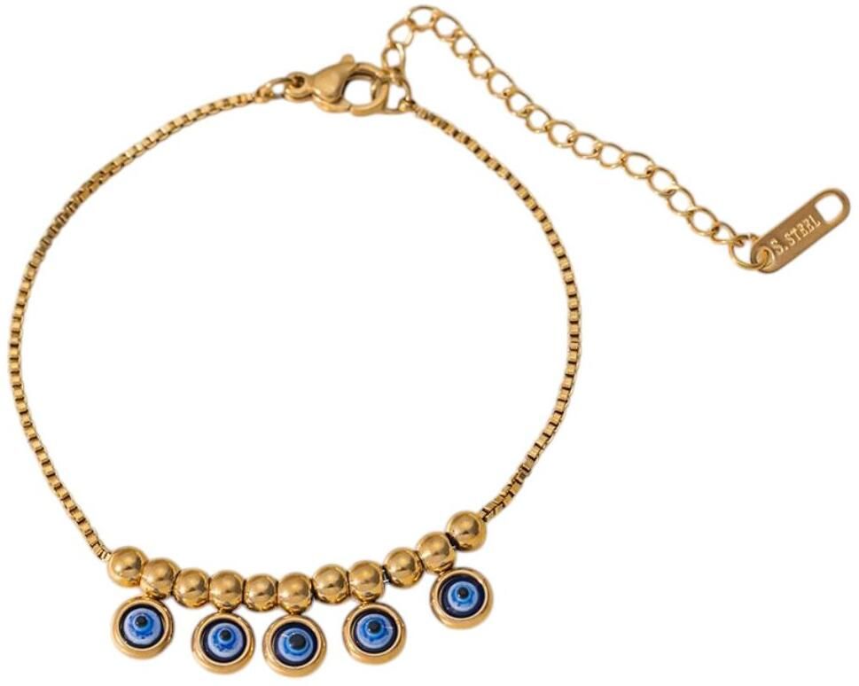 MYKI Gold Plated Evil Eye Dangler Bracelet | Anti-Tarnish(MKBRAD793G-SSYI)
