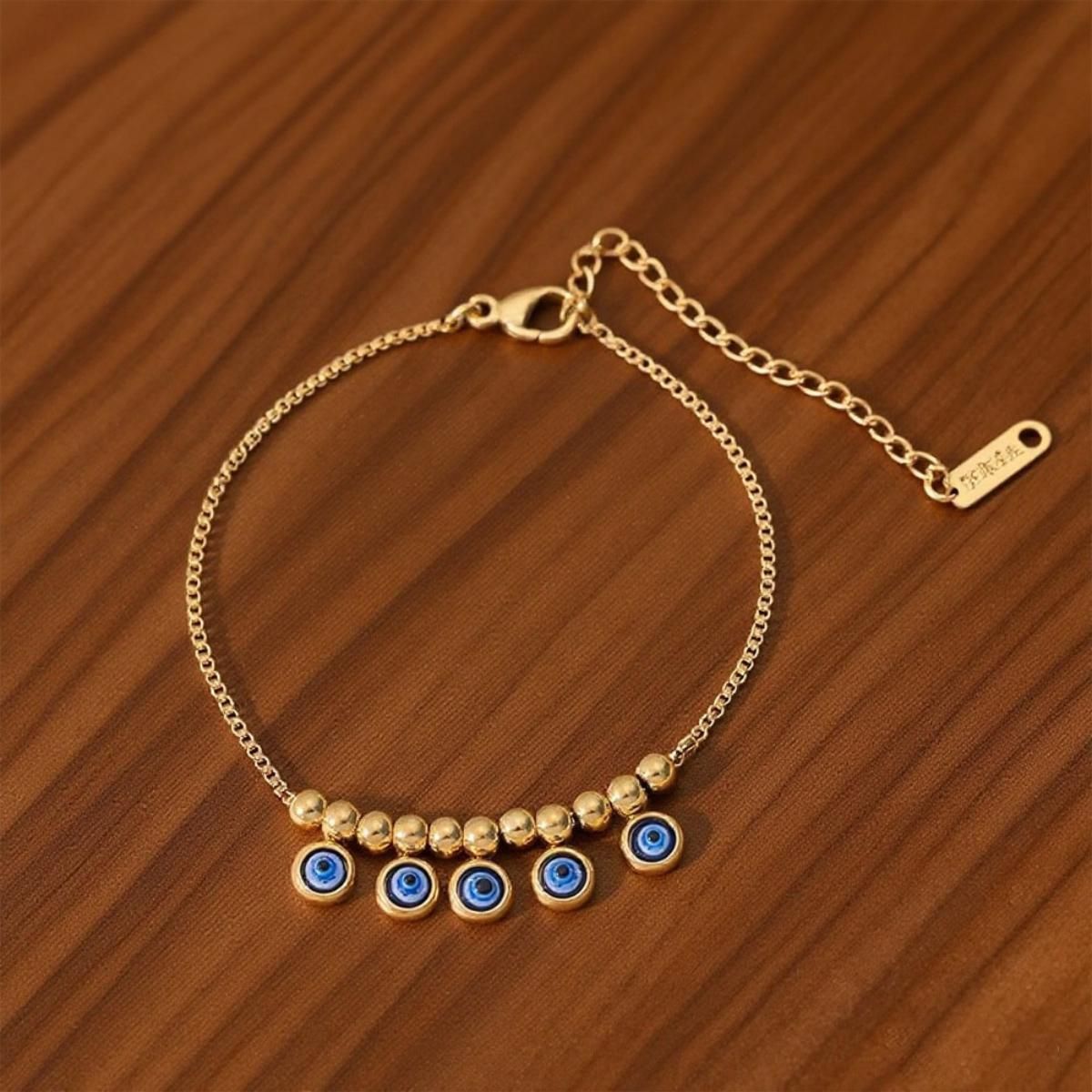 MYKI Gold Plated Evil Eye Dangler Bracelet | Anti-Tarnish(MKBRAD793G-SSYI)
