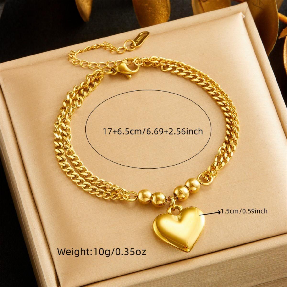 MYKI Gold Plated Multi Layer Heart Charm Bracelet | Anti-Tarnish(MKBRAD796G-SSYI)