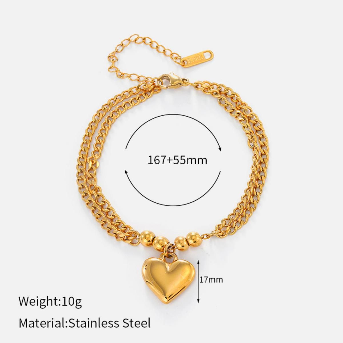 MYKI Gold Plated Multi Layer Heart Charm Bracelet | Anti-Tarnish(MKBRAD796G-SSYI)