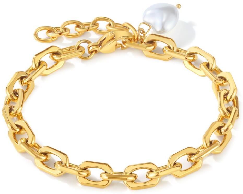 MYKI Gold Plated Chunky Heart Charm Bracelet | Anti-Tarnish(MKBRAD800G-SSYI)