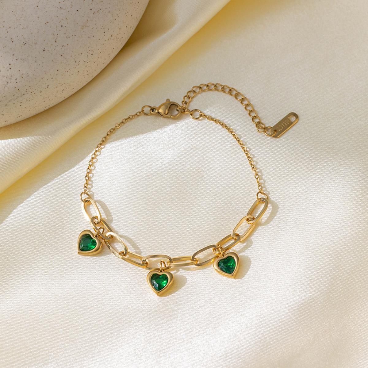MYKI Gold Plated Heart Dangler Bracelet | Anti-Tarnish(MKBRAD802G-SSYI)