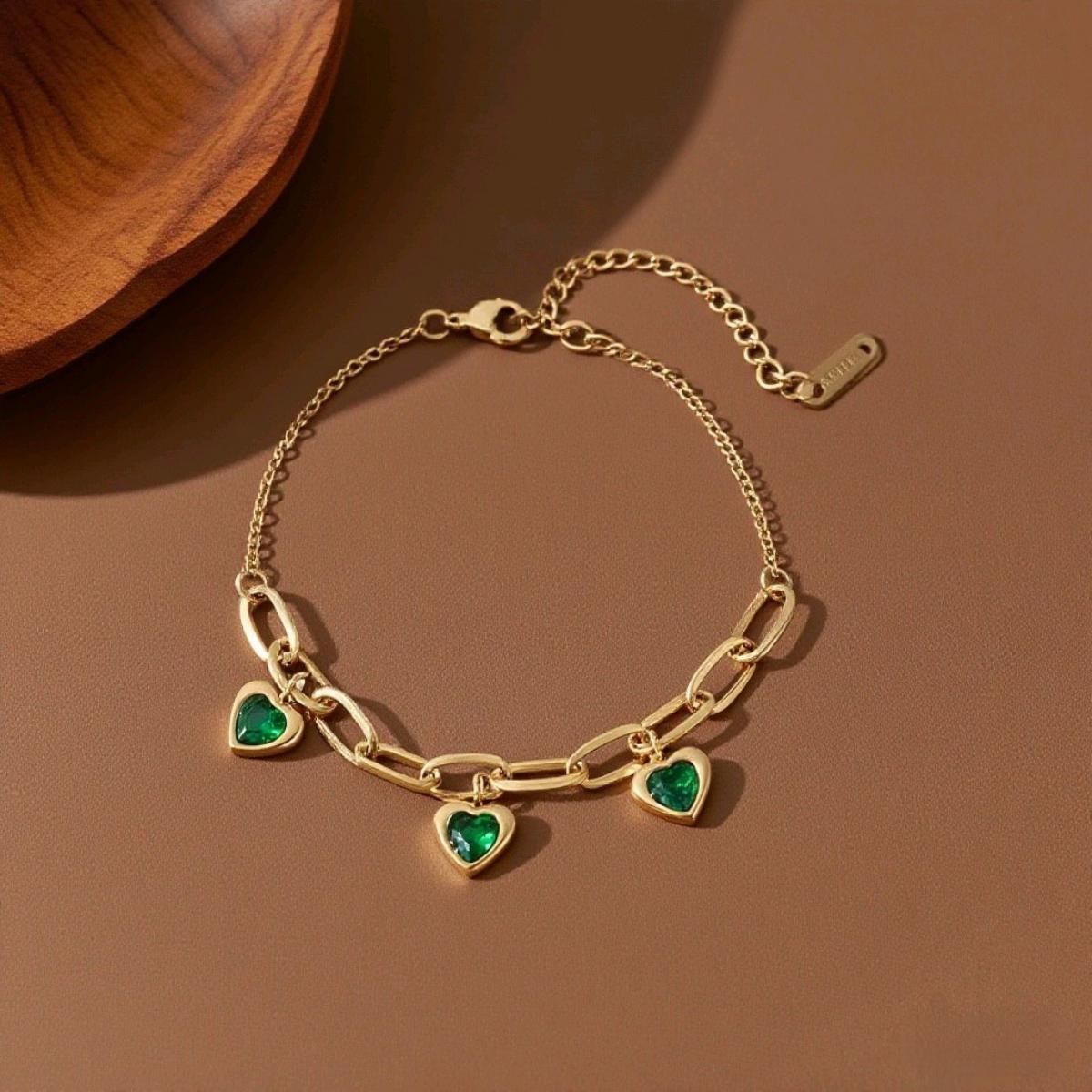 MYKI Gold Plated Heart Dangler Bracelet | Anti-Tarnish(MKBRAD802G-SSYI)