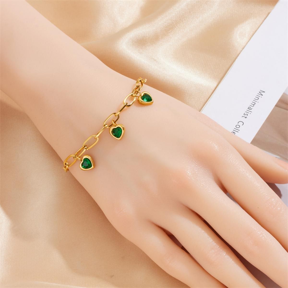 MYKI Gold Plated Heart Dangler Bracelet | Anti-Tarnish(MKBRAD802G-SSYI)