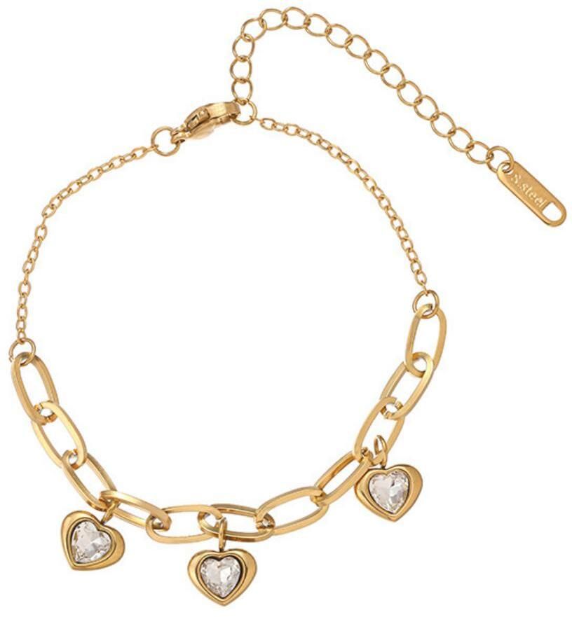 MYKI Gold Plated Heart Dangler Bracelet | Anti-Tarnish(MKBRAD802G-SSYI)