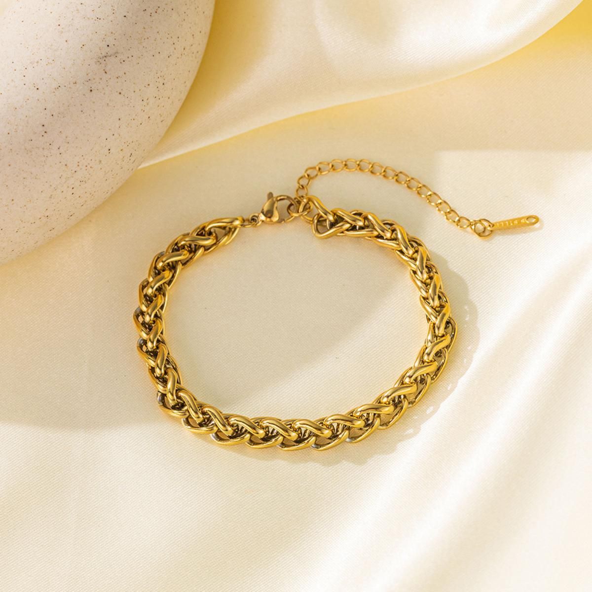 MYKI Gold Plated Braided Chain Bracelet | Anti-Tarnish(MKBRAD806G-SSYI)