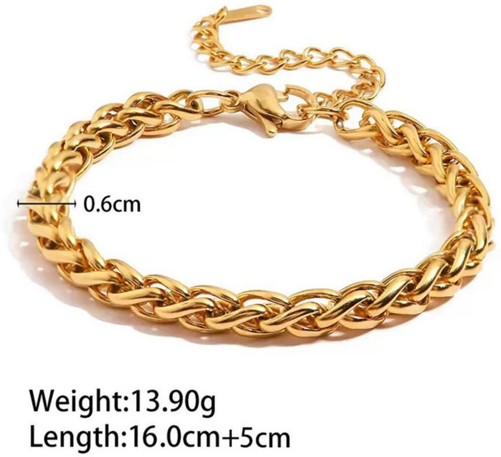 MYKI Gold Plated Braided Chain Bracelet | Anti-Tarnish(MKBRAD806G-SSYI)