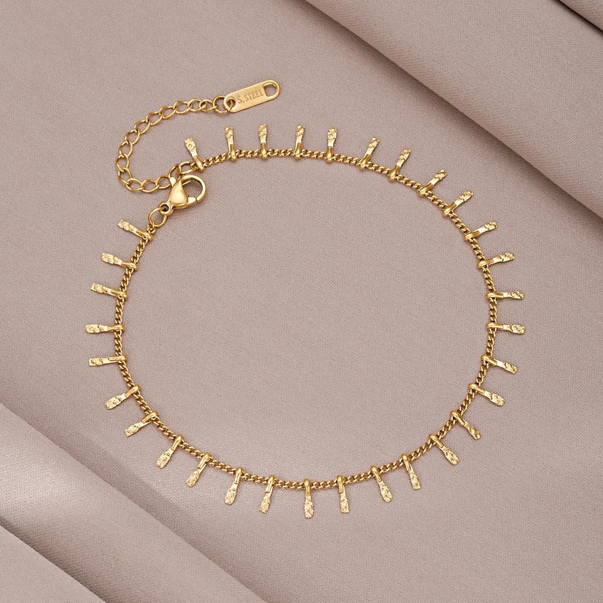 MYKI Gold Plated Textured Dangling Charm Bracelet | Anti-Tarnish(MKBRAD807G-SSYI)