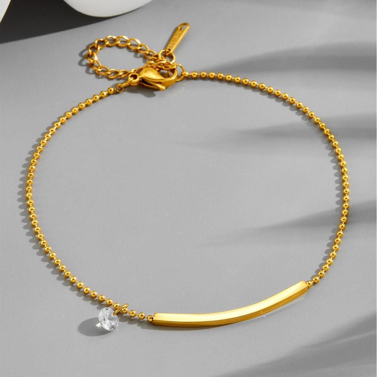 MYKI Gold Plated Dainty Bar & Crystal Charm Bracelet | Anti-Tarnish(MKBRAD808G-SSYI)