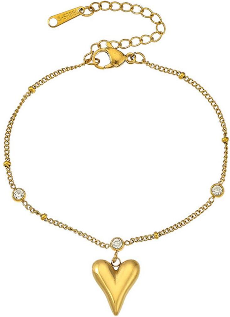 MYKI Gold Plated Heart Pendant Bracelet | Anti-Tarnish(MKBRAD809G-SSYI)