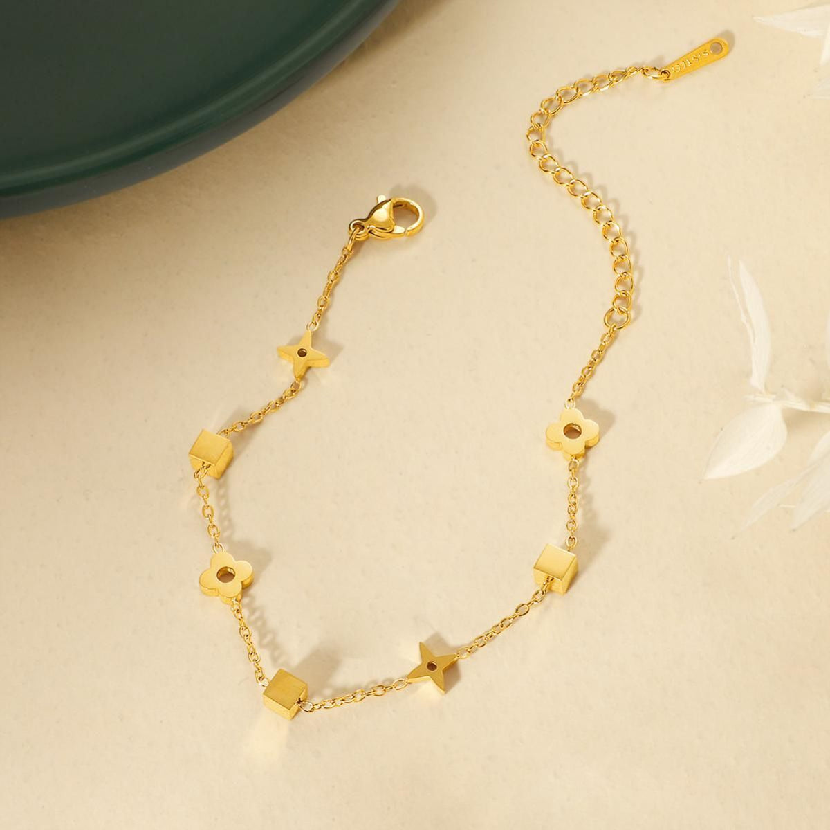 MYKI Gold Plated Floral Charm Bracelet | Anti-Tarnish(MKBRAD811G-SSYI)