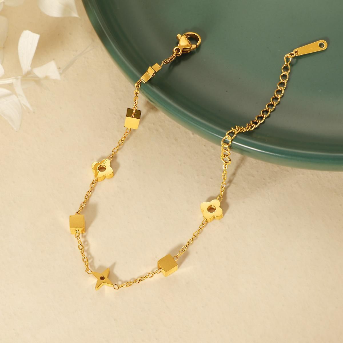 MYKI Gold Plated Floral Charm Bracelet | Anti-Tarnish(MKBRAD811G-SSYI)