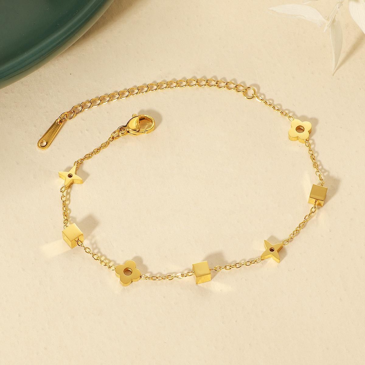 MYKI Gold Plated Floral Charm Bracelet | Anti-Tarnish(MKBRAD811G-SSYI)