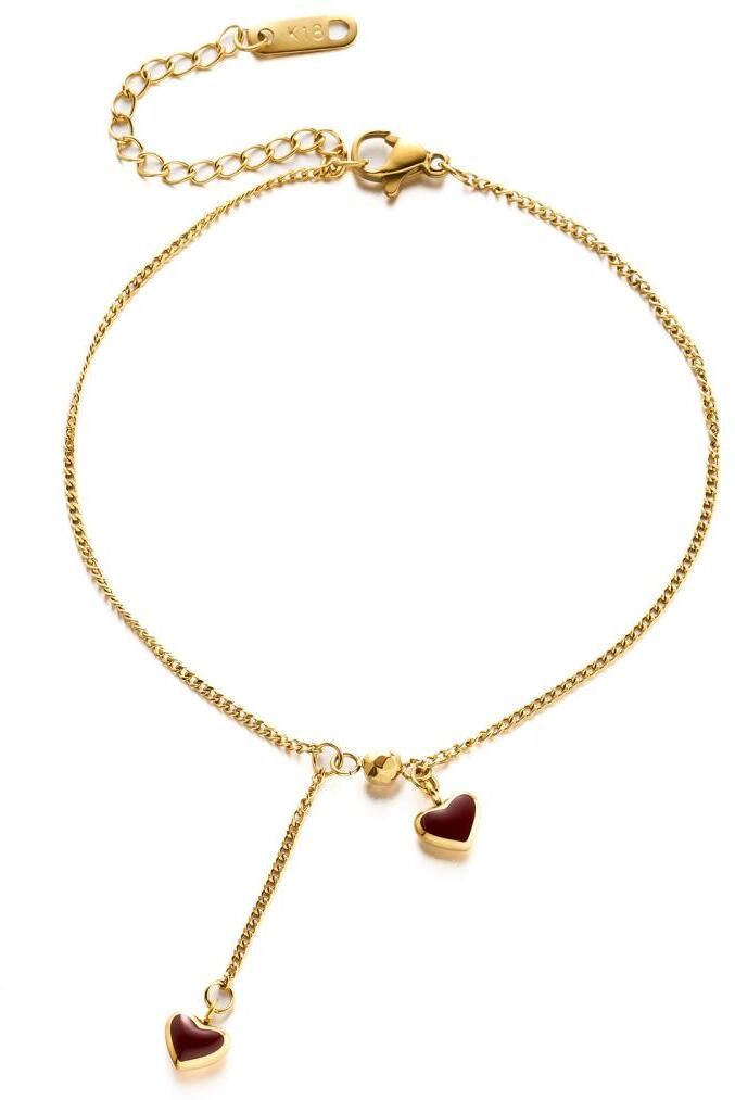 MYKI Gold Plated Dual Heart Charm Bracelet | Anti-Tarnish(MKBRAD812G-SSYI)