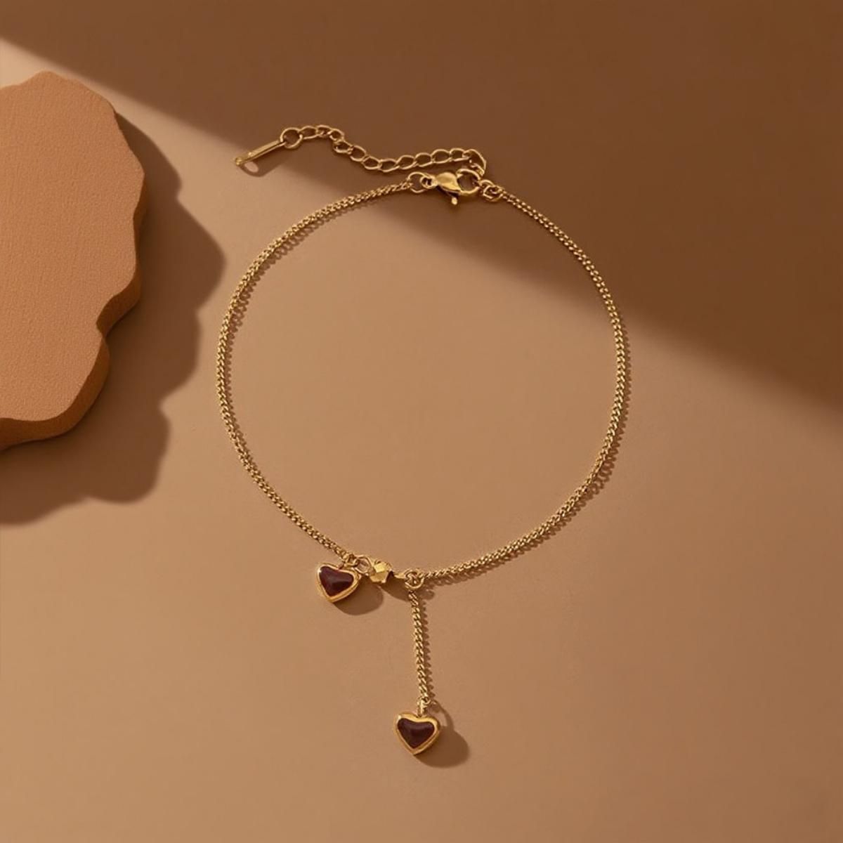 MYKI Gold Plated Dual Heart Charm Bracelet | Anti-Tarnish(MKBRAD812G-SSYI)
