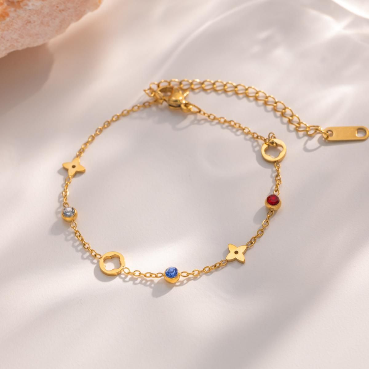 MYKI Gold Plated Multi Motif Crystal Bracelet | Anti-Tarnish(MKBRAD814G-SSYI)