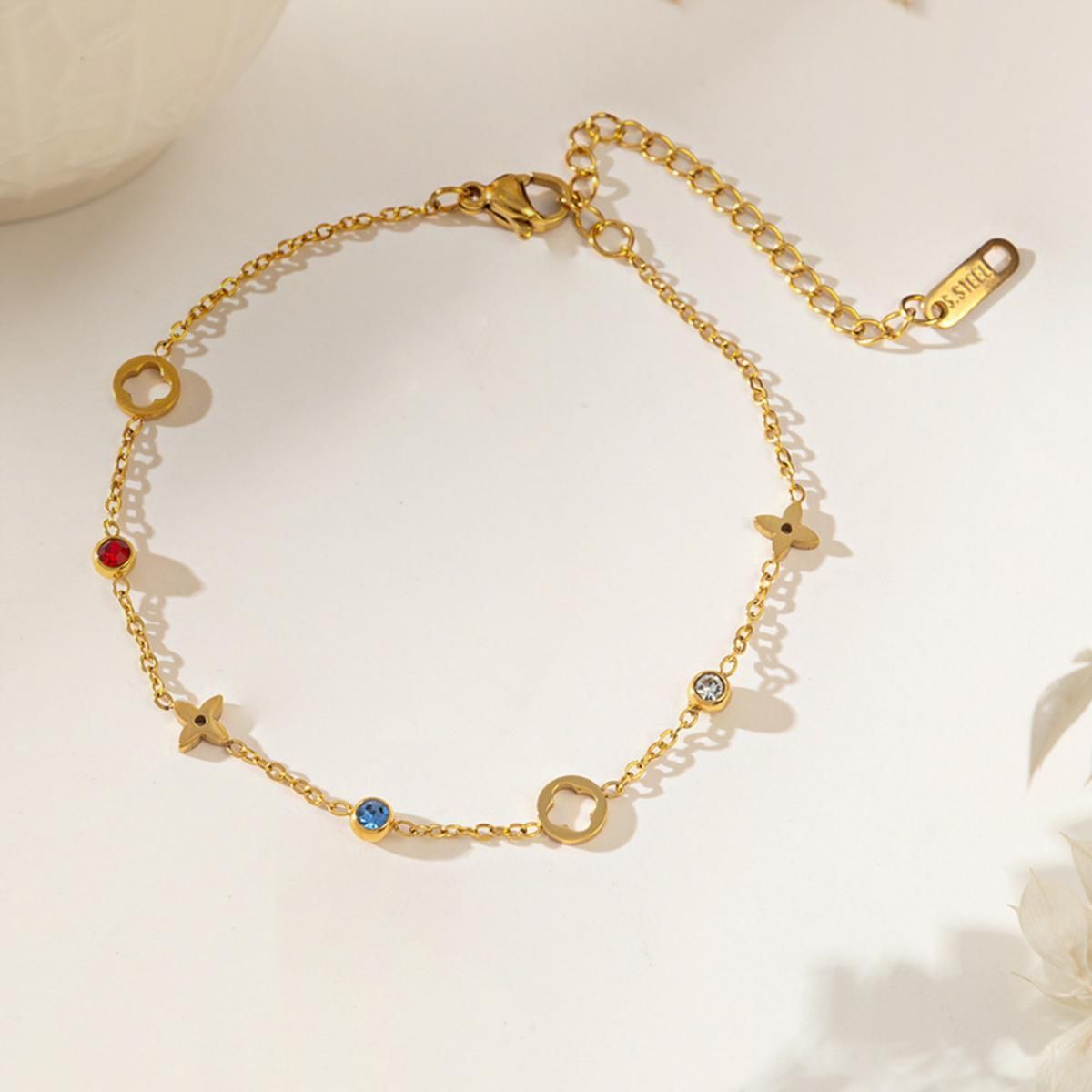MYKI Gold Plated Multi Motif Crystal Bracelet | Anti-Tarnish(MKBRAD814G-SSYI)