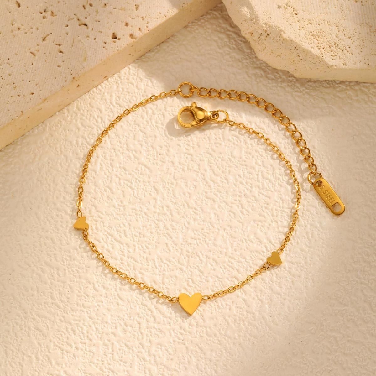 MYKI Gold Plated Triple Heart Minimal Bracelet | Anti-Tarnish(MKBRAD816G-SSYI)