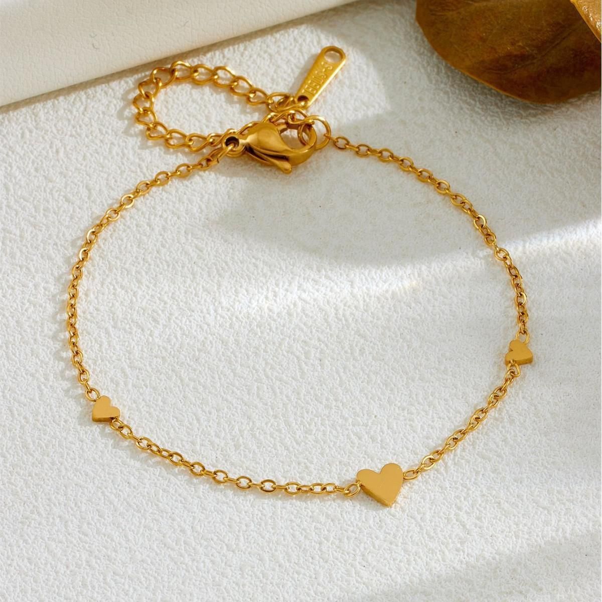 MYKI Gold Plated Triple Heart Minimal Bracelet | Anti-Tarnish(MKBRAD816G-SSYI)