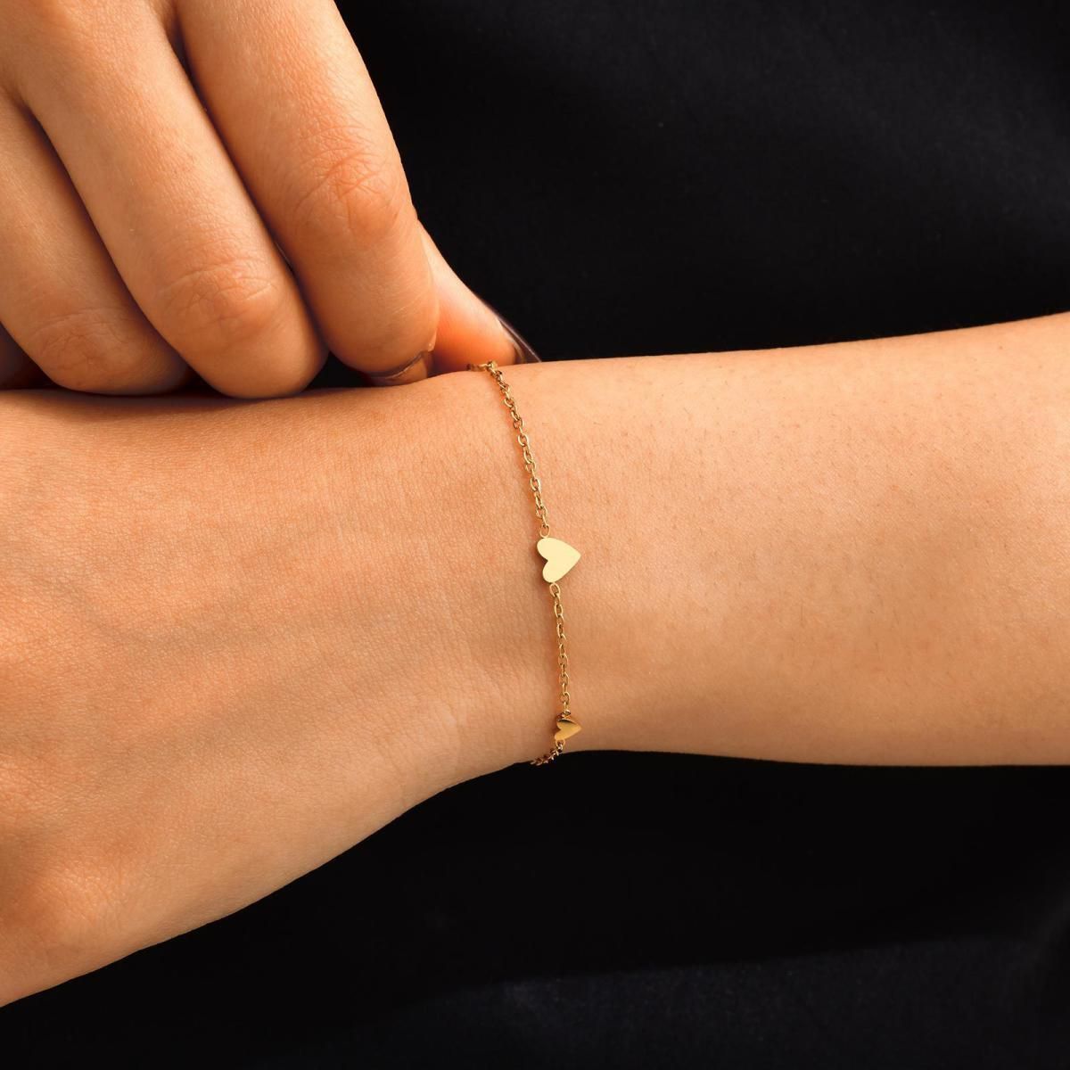 MYKI Gold Plated Triple Heart Minimal Bracelet | Anti-Tarnish(MKBRAD816G-SSYI)