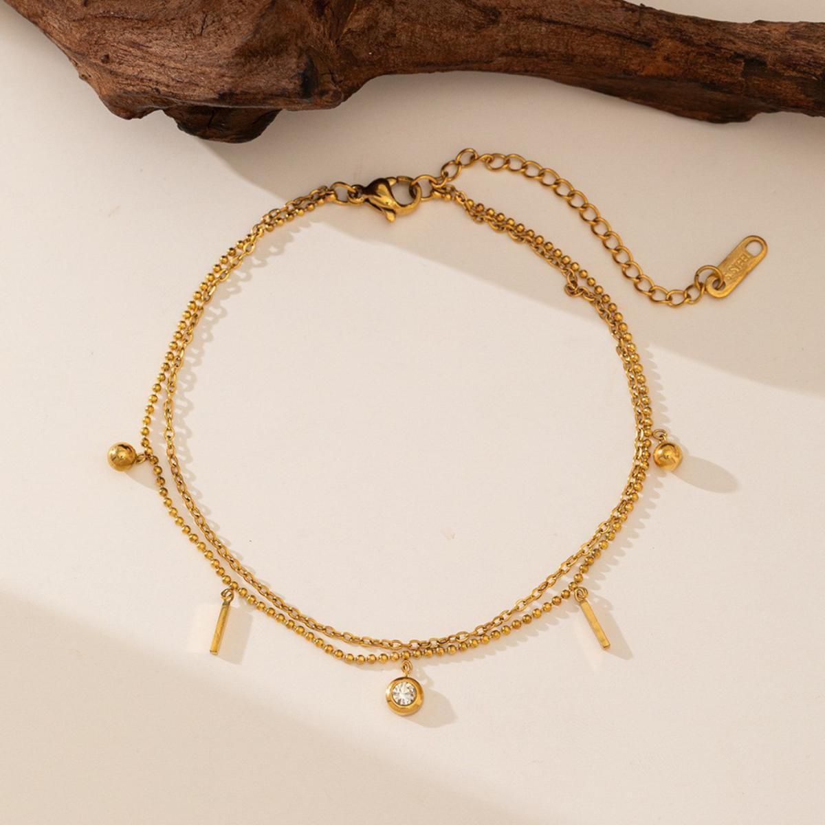 MYKI Gold Plated Crystal Dangler Layered Bracelet | Anti-Tarnish(MKBRAD817G-SSYI)