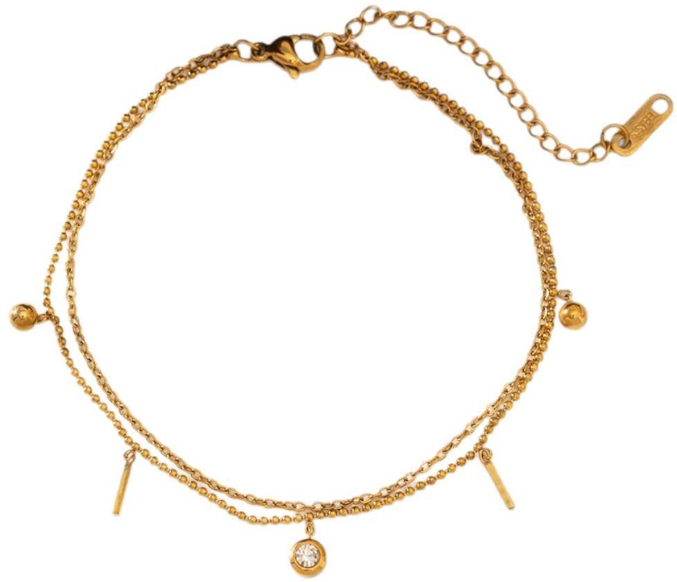 MYKI Gold Plated Crystal Dangler Layered Bracelet | Anti-Tarnish(MKBRAD817G-SSYI)