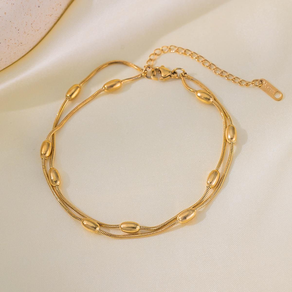 MYKI Elegant Gold-Plated Beaded Chain Bracelet(MKBRAD826G-SSYI)