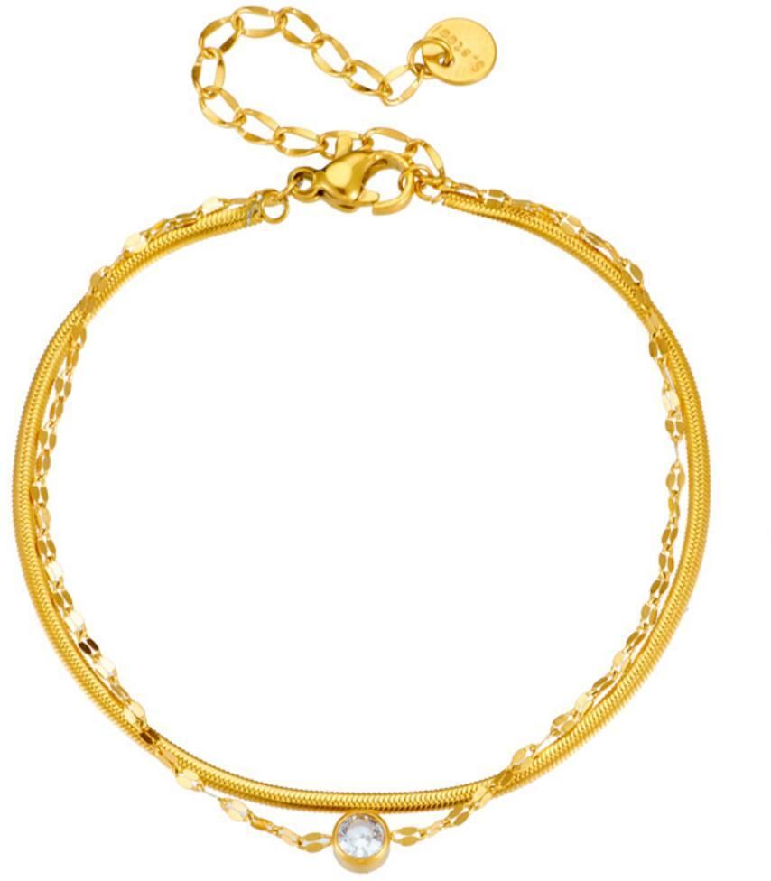 MYKI Gold-Plated Crystal Accent Minimal Bracelet(MKBRAD829G-SSYI)