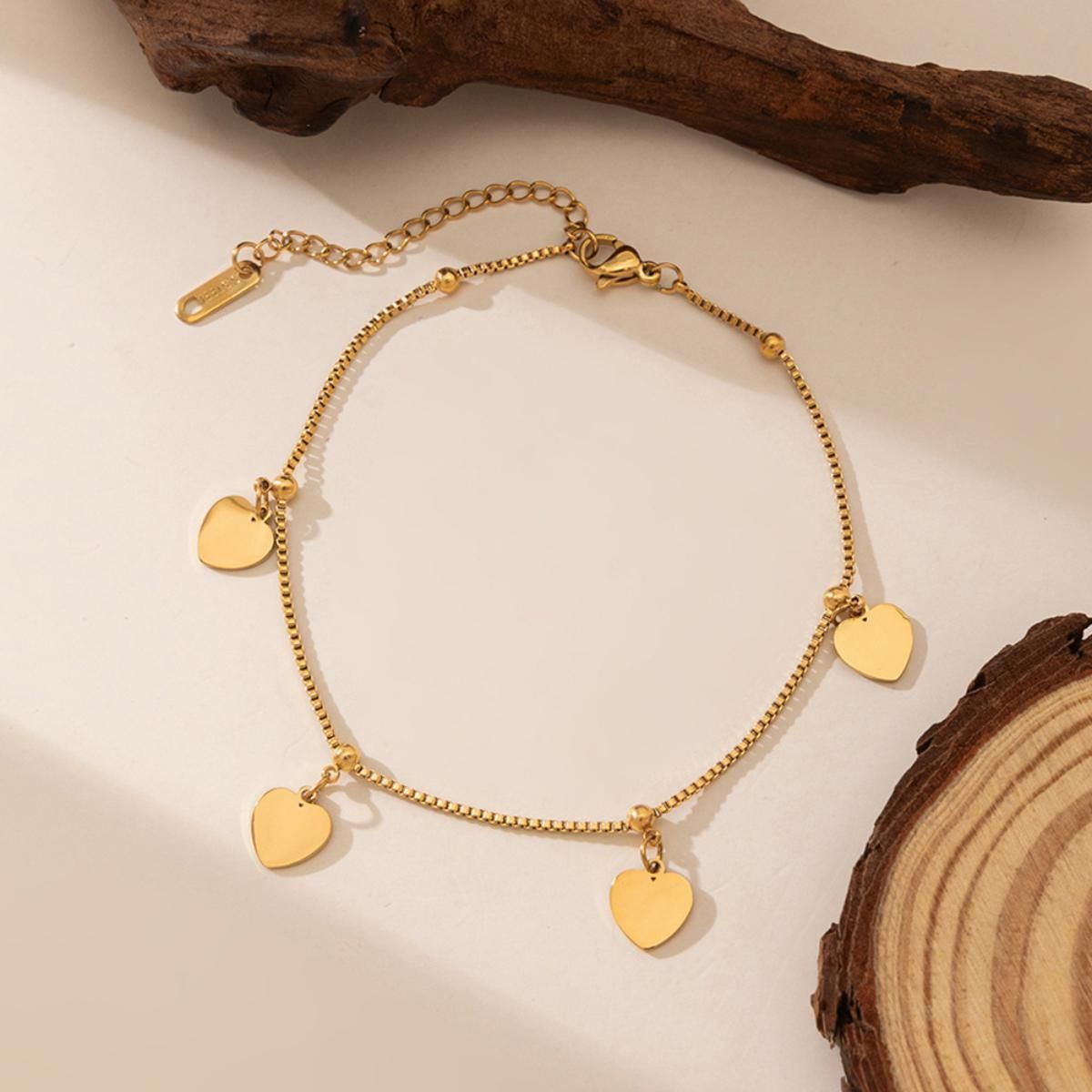 MYKI Gold-Plated Heart Charm Minimal Bracelet(MKBRAD832G-SSYI)