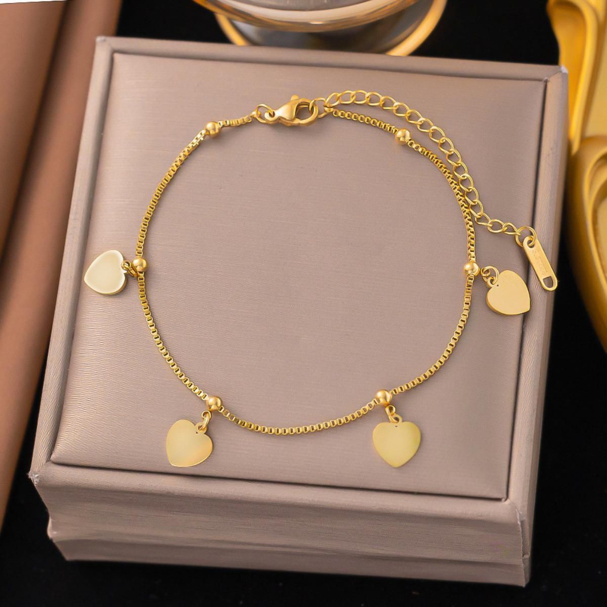 MYKI Gold-Plated Heart Charm Minimal Bracelet(MKBRAD832G-SSYI)
