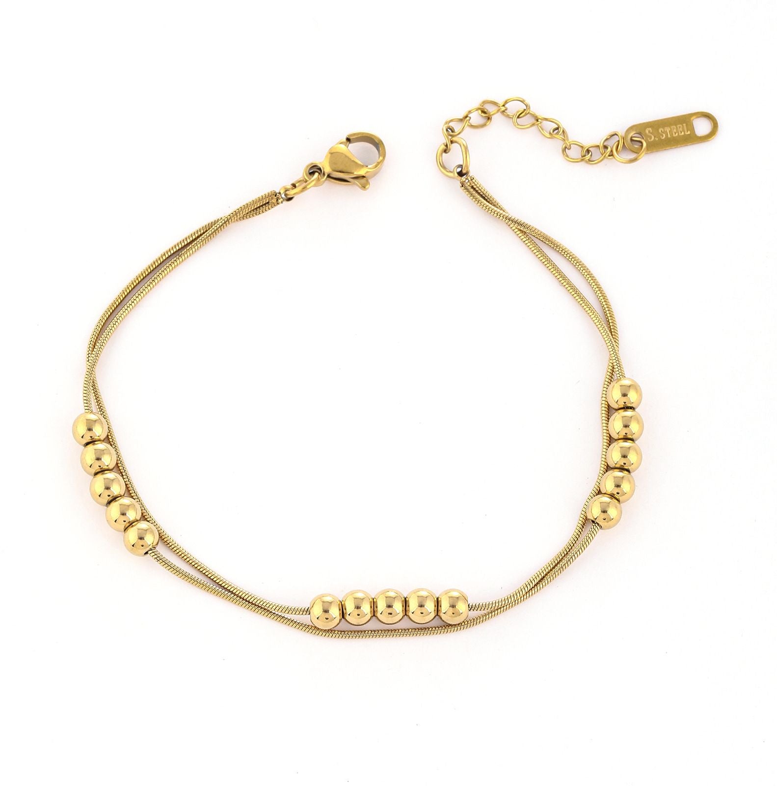 MYKI Gold-Plated Multi-Bead Dual Strand Bracelet(MKBRAD834G-SSYI)