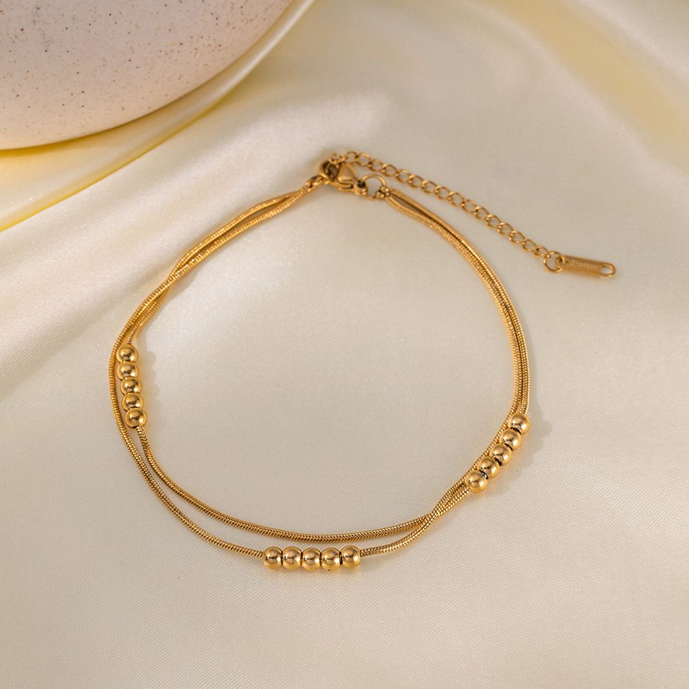 MYKI Gold-Plated Multi-Bead Dual Strand Bracelet(MKBRAD834G-SSYI)