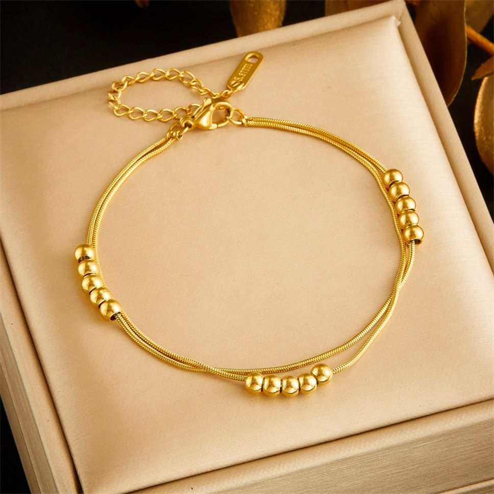 MYKI Gold-Plated Multi-Bead Dual Strand Bracelet(MKBRAD834G-SSYI)