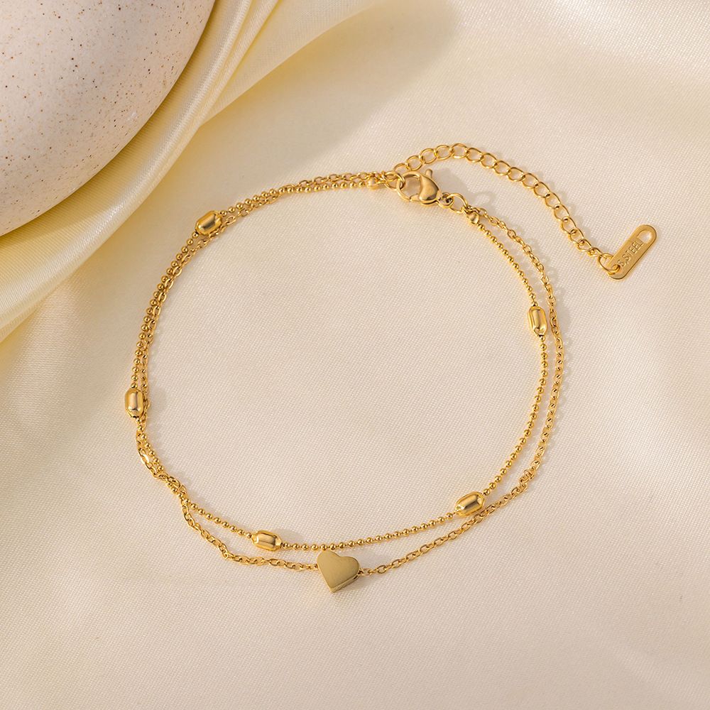 MYKI Gold-Plated Dual Strand Minimal Heart Bracelet(MKBRAD837G-SSYI)