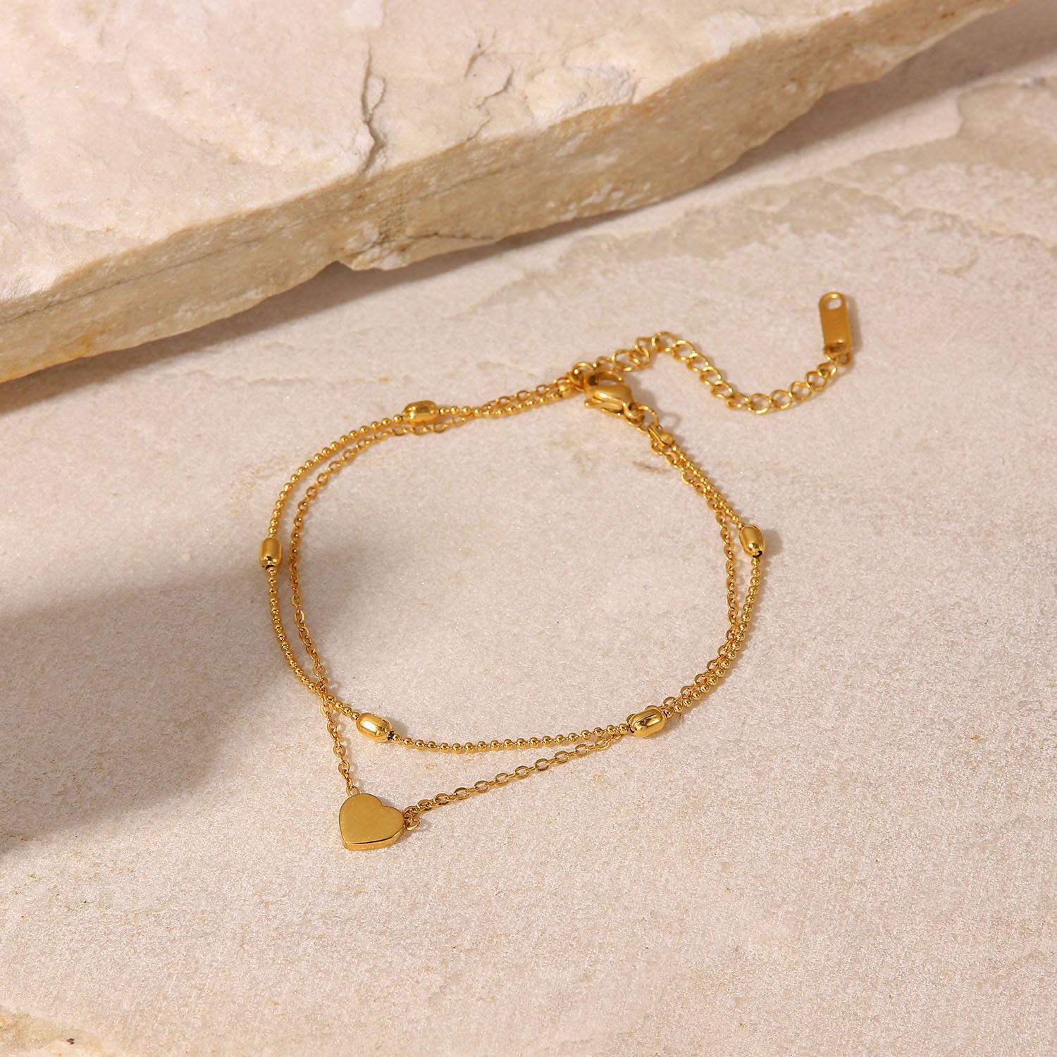 MYKI Gold-Plated Dual Strand Minimal Heart Bracelet(MKBRAD837G-SSYI)