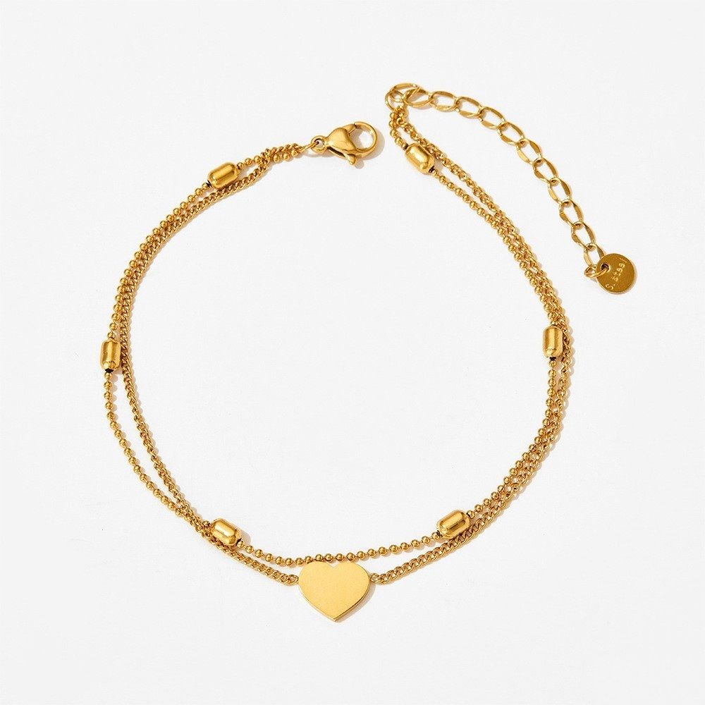 MYKI Gold-Plated Dual Strand Minimal Heart Bracelet(MKBRAD837G-SSYI)