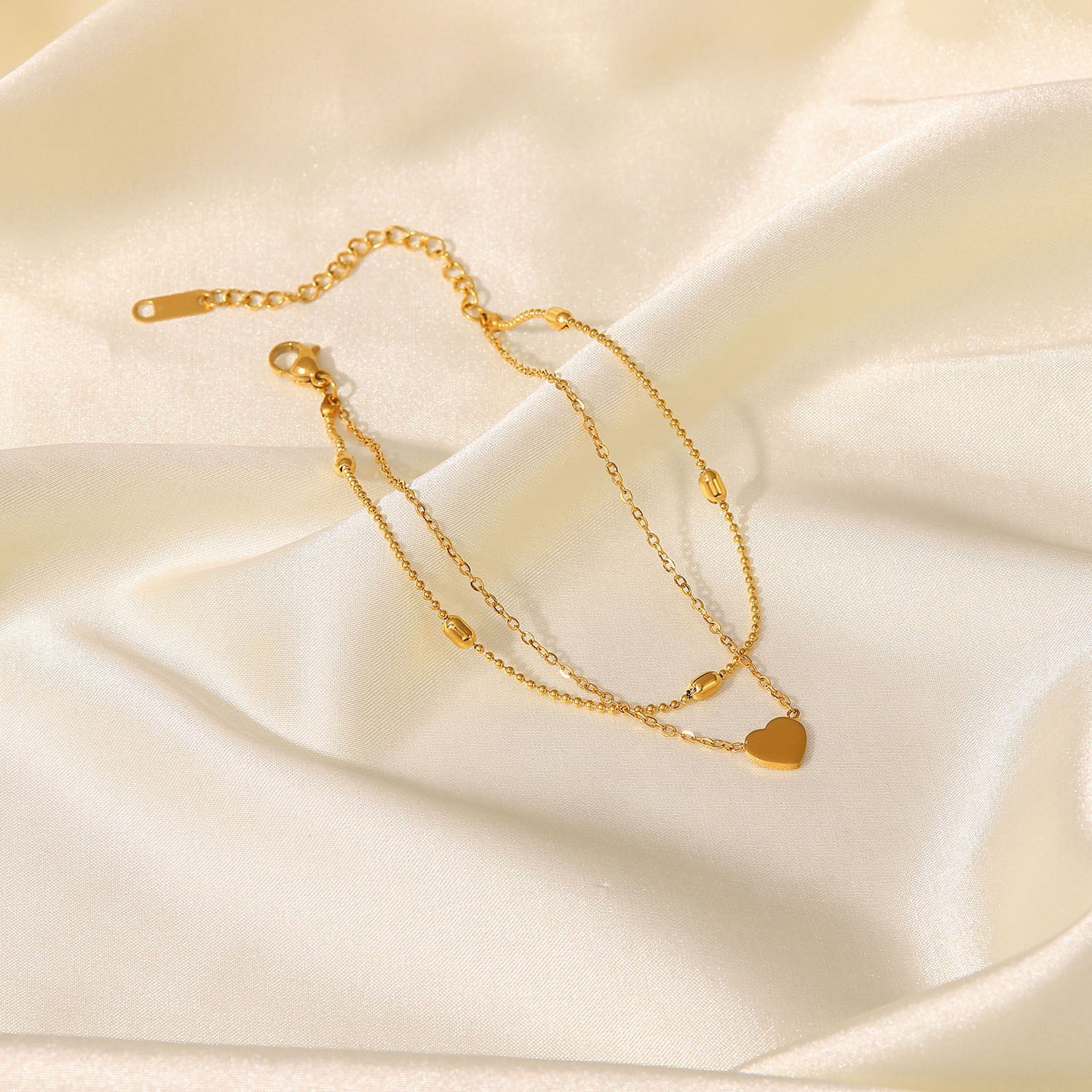 MYKI Gold-Plated Dual Strand Minimal Heart Bracelet(MKBRAD837G-SSYI)