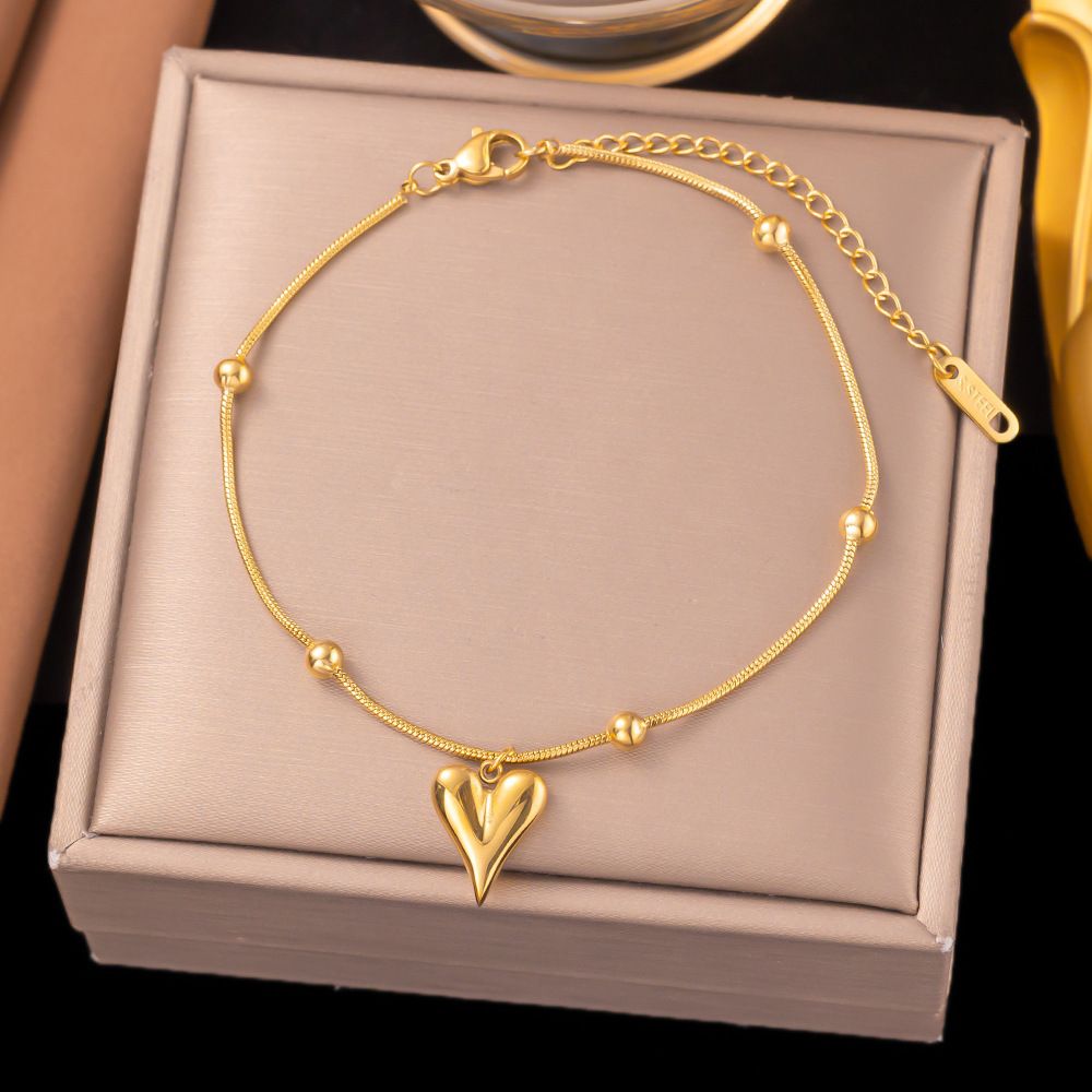 MYKI Beaded Heart Pendant Bracelet (MKBRAD838G-SSYI)(MKBRAD839S-SSYI)