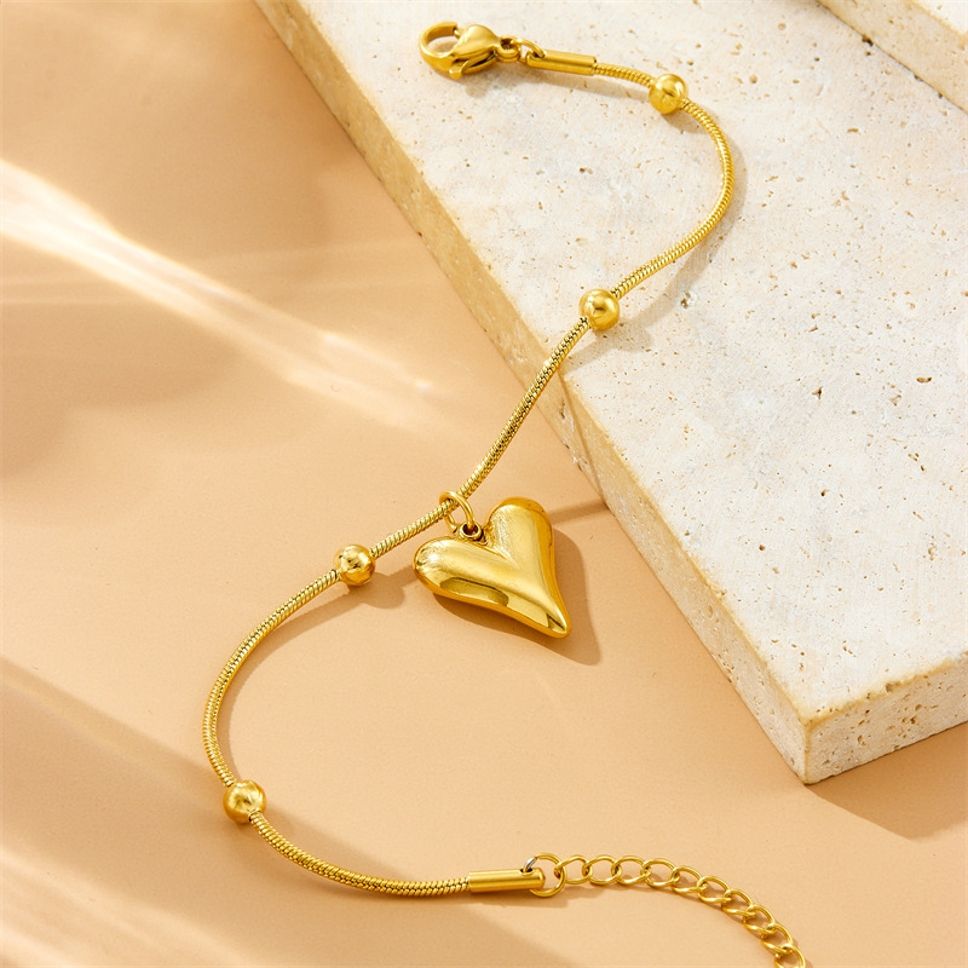 MYKI Beaded Heart Pendant Bracelet (MKBRAD838G-SSYI)(MKBRAD839S-SSYI)