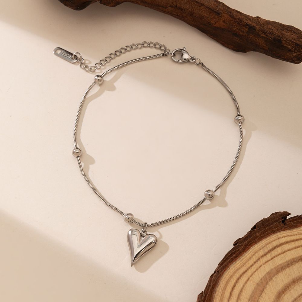 MYKI Beaded Heart Pendant Bracelet (MKBRAD838G-SSYI)(MKBRAD839S-SSYI)