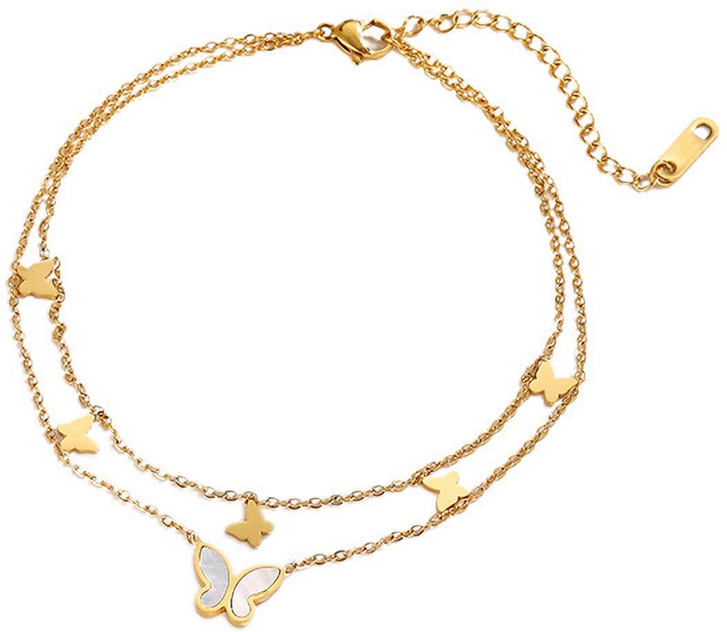 MYKI Gold-Plated Butterfly Charm Layered Bracelet(MKBRAD841G-SSYI)