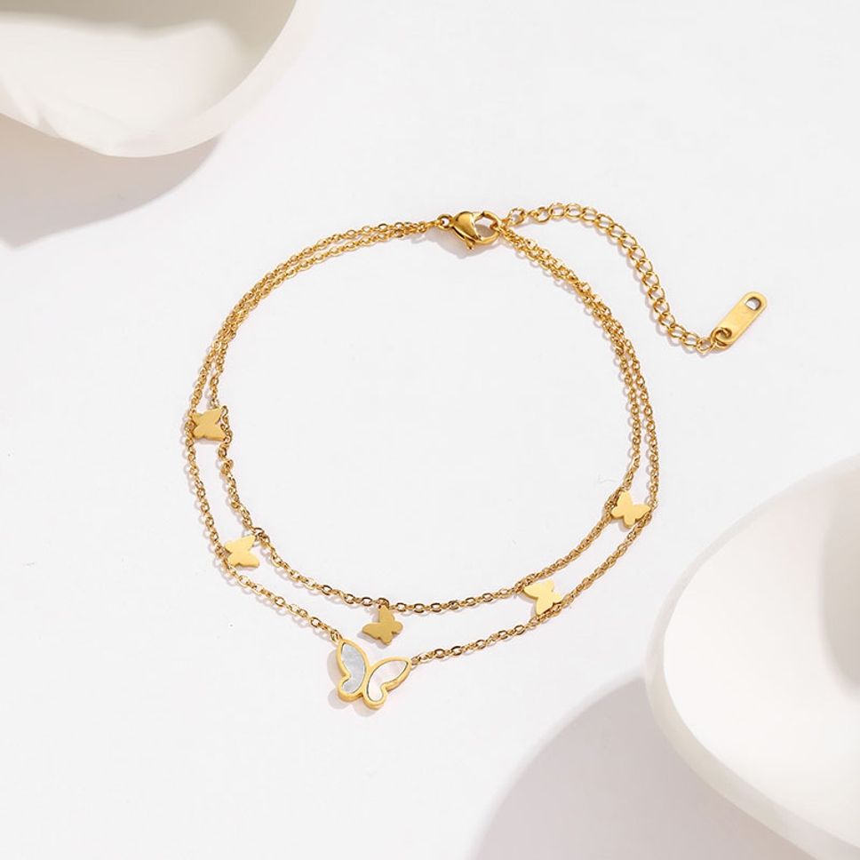 MYKI Gold-Plated Butterfly Charm Layered Bracelet(MKBRAD841G-SSYI)